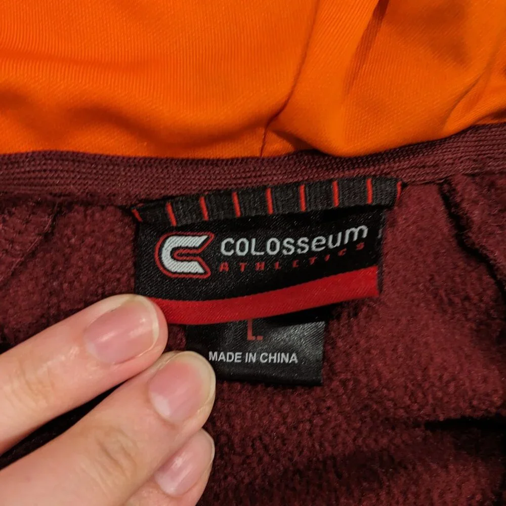 Large Colosseum Maroon and Orange Women's Hoodie. Virginia Tech Logo - Picture 6 of 6